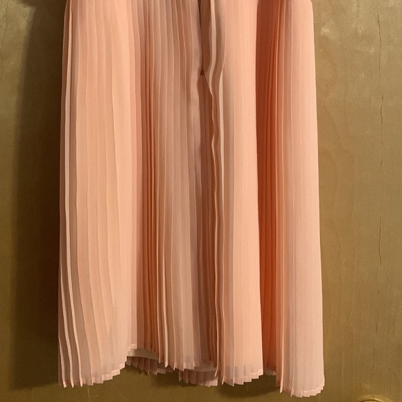 Sheer Coral Pleated Halter Dress - Picture 9 of 9